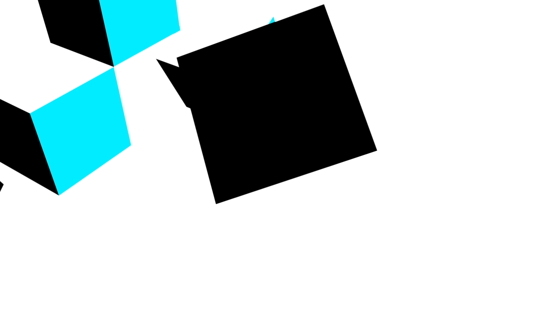Abstract image featuring overlapping geometric shapes in black and bright blue, set against a white background. The composition includes multiple black rectangles dispersed with some light blue shapes interspersed between them, creating a dynamic and modern design.