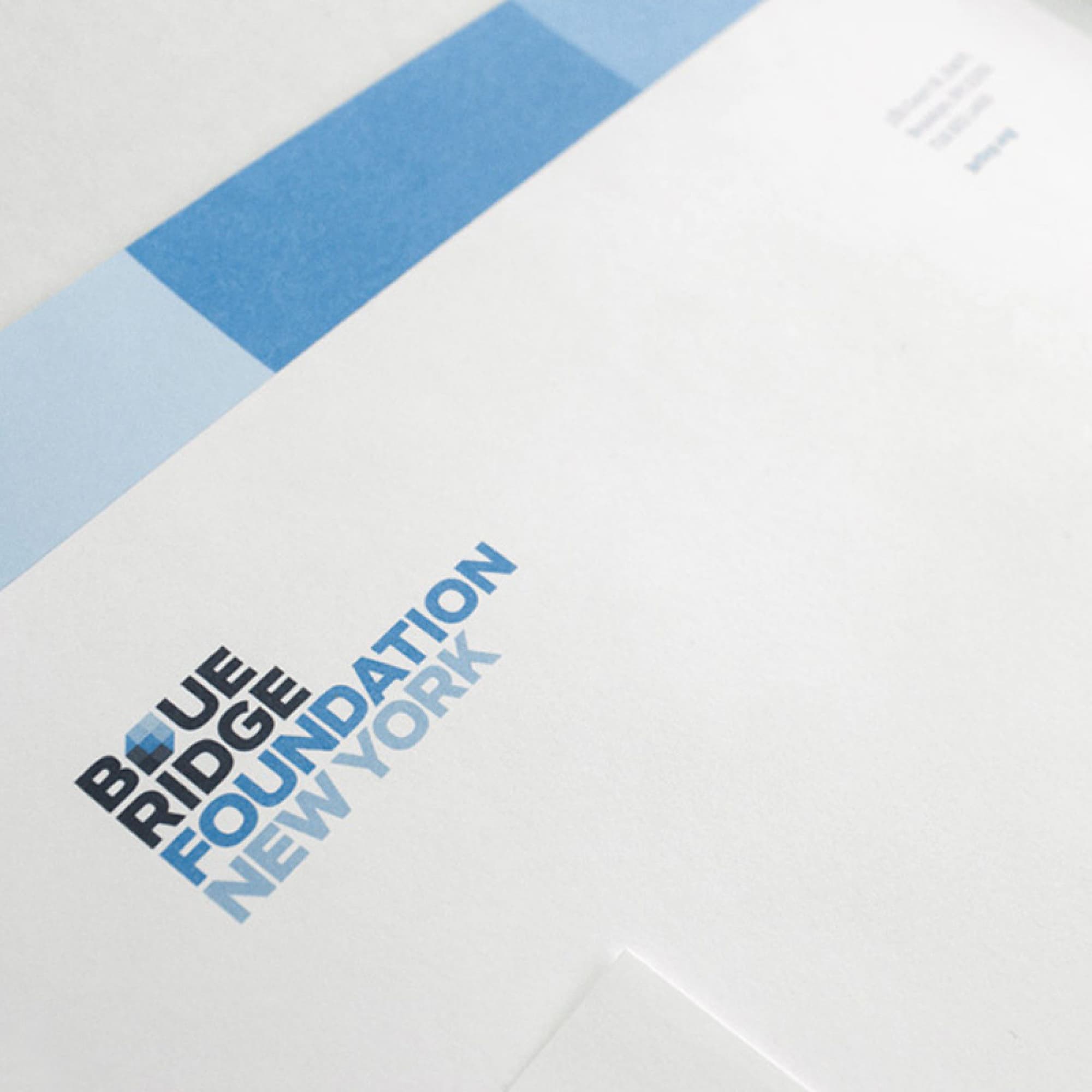Image of a letterhead featuring the Blue Ridge Foundation New York logo. The logo includes the words "BLUE RIDGE FOUNDATION NEW YORK" in a mix of bold black and blue uppercase letters, with a blue and white geometric design above the text.