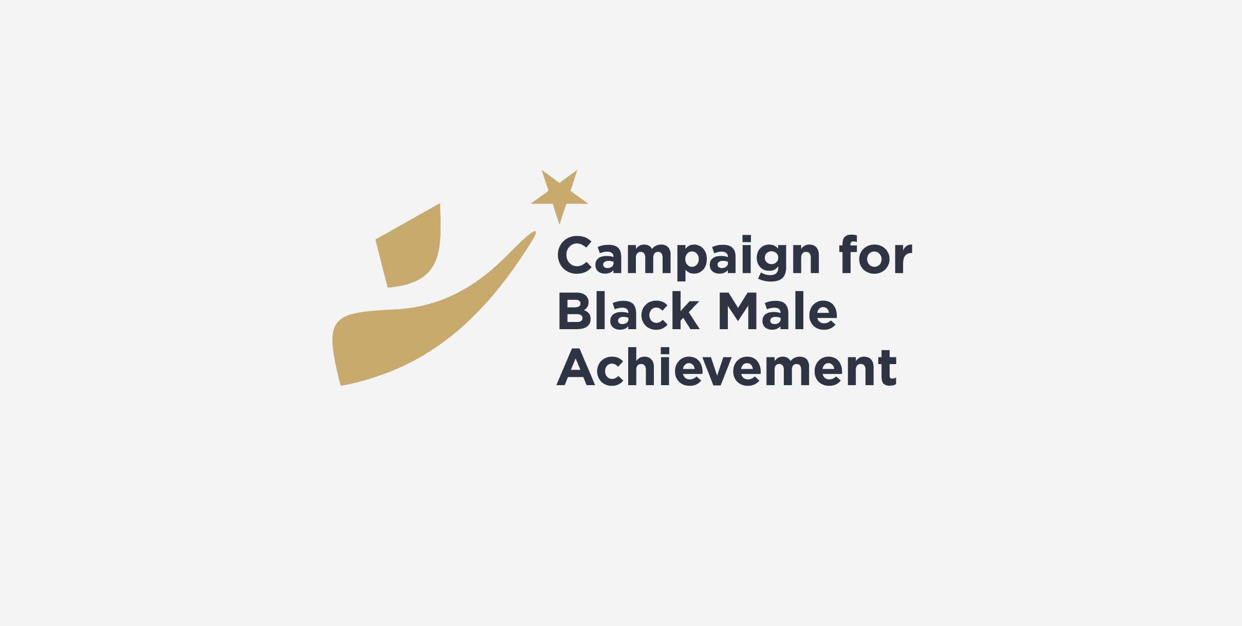 The image features the logo for the "Campaign for Black Male Achievement." It shows a stylized gold figure reaching towards a gold star, with the organization's name written in bold black text to the right of the figure. The background is white.