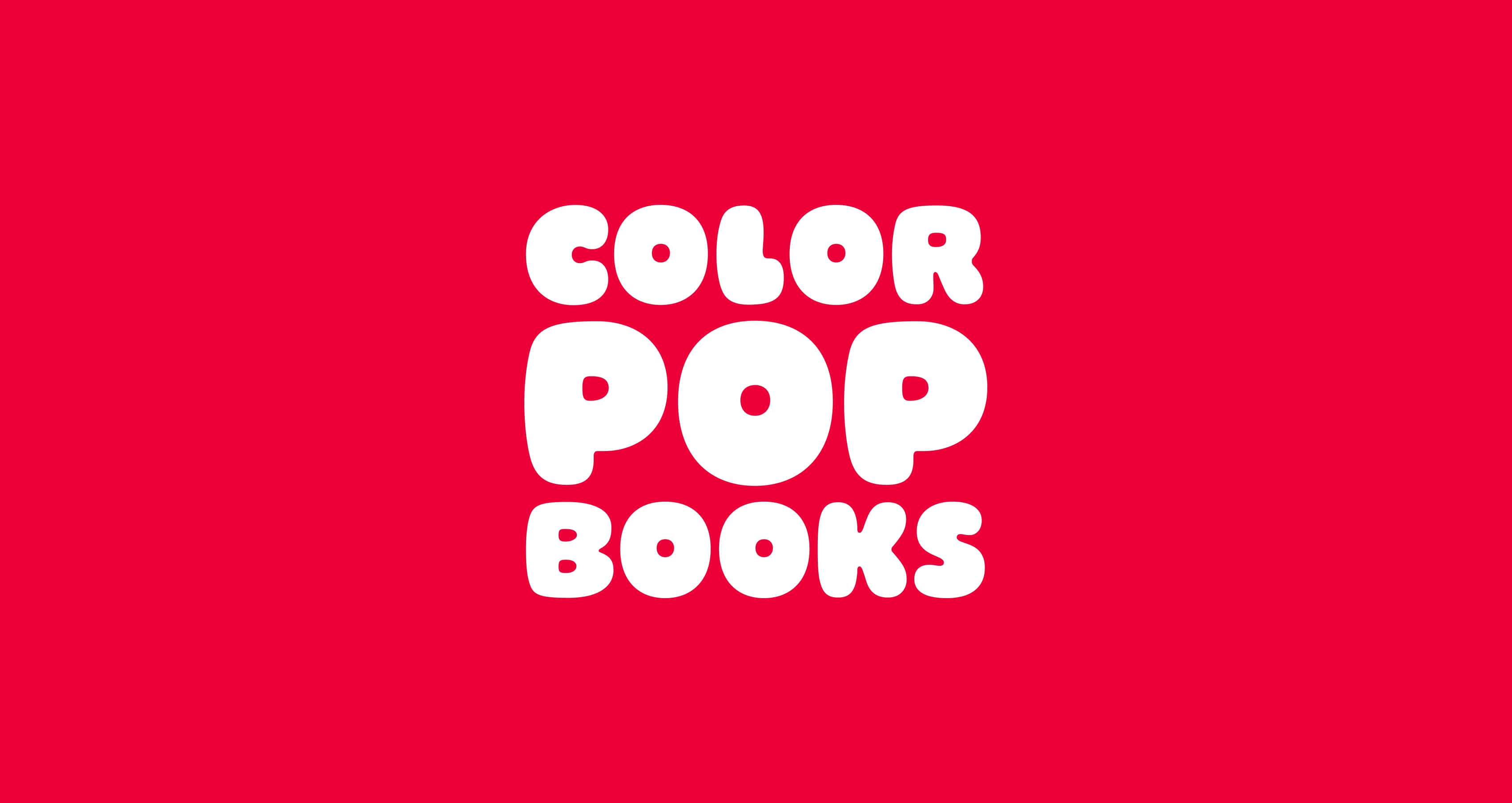 Bold white text reading "COLOR POP BOOKS" on a vibrant red background. The font is rounded and cartoon-like, creating a playful and eye-catching visual.