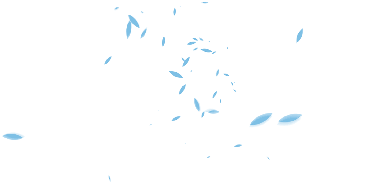Light blue leaves scattered on an all-white background, with some leaves appearing to be in mid-air, creating a sense of movement and delicacy.